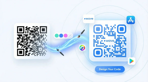 An image displaying two QR codes, one basic and one beautifully designed.