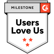 Badge with 'Milestone' logo and text 'Users Love Us' on a white background